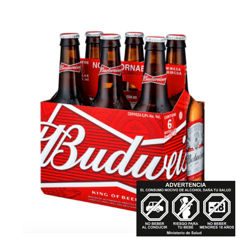 PACK CERVEZA BUDWEISER BOT 330CC X6UN