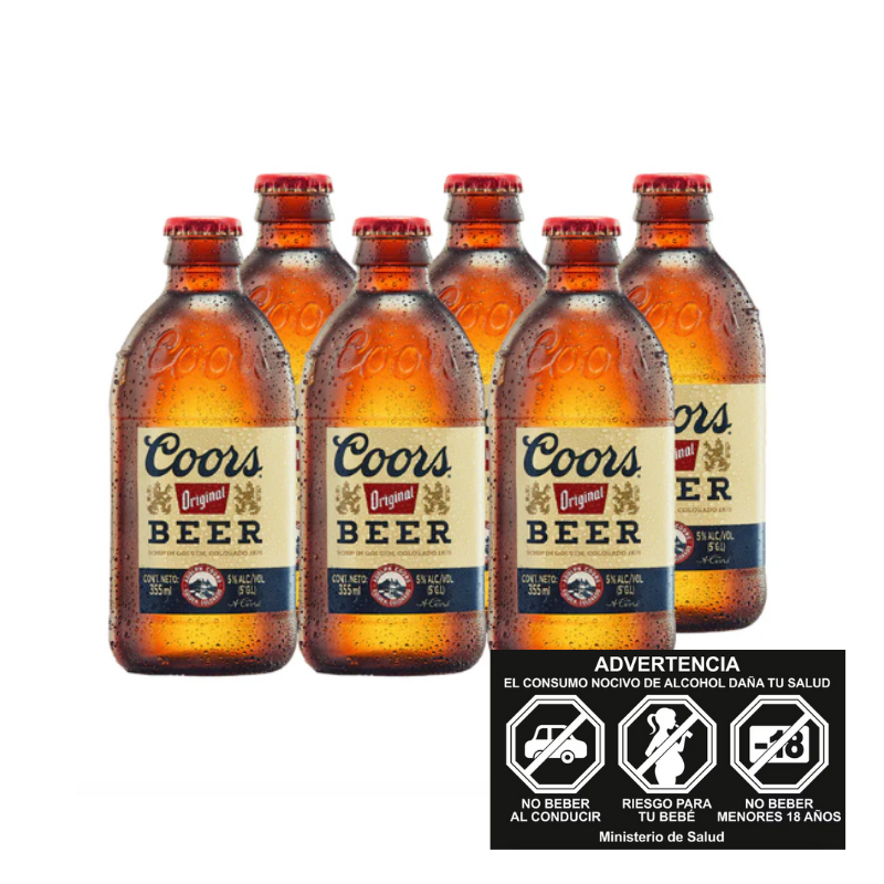 PACK CERVEZA COORS BEER BOT 355ML X 6UN